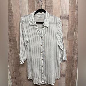 Rose marine Striped Button-Up Shirt-dress Made in Italy